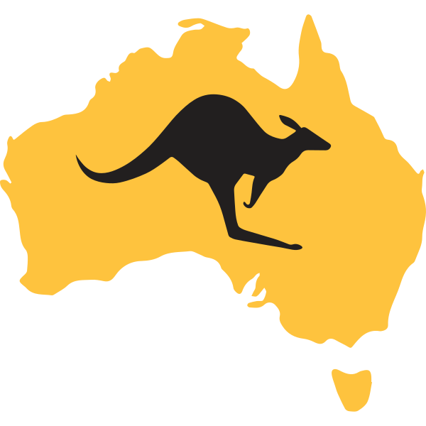 Australian Map with Kangaroo