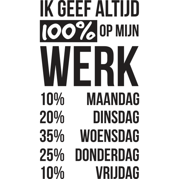 Ik Geef Altijd 100 Procent Op Mijn Werk