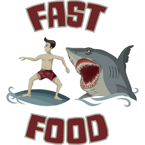 Fast Food Surfer vs Shark