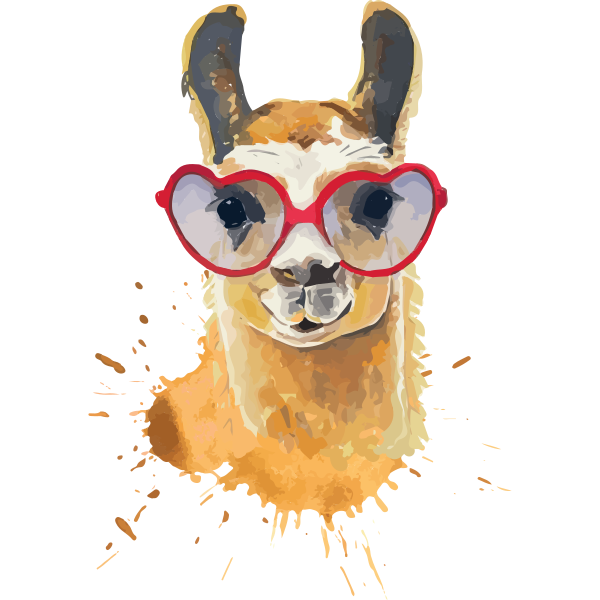 Llama With Heart Shaped Sunglasses