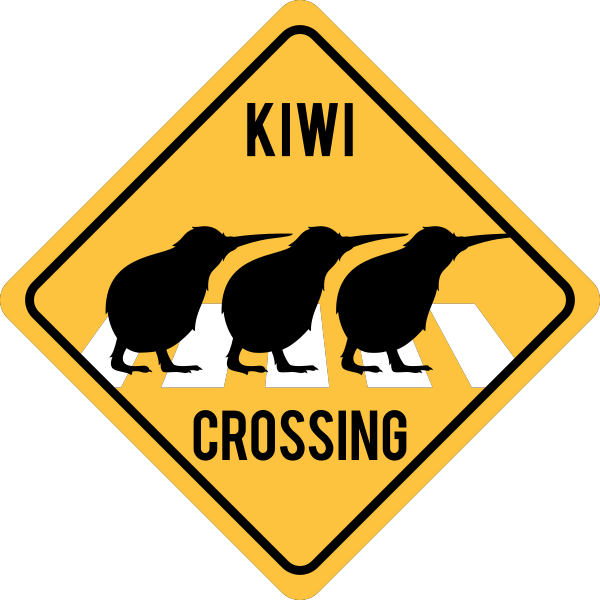 Kiwi Crossing Road Sign