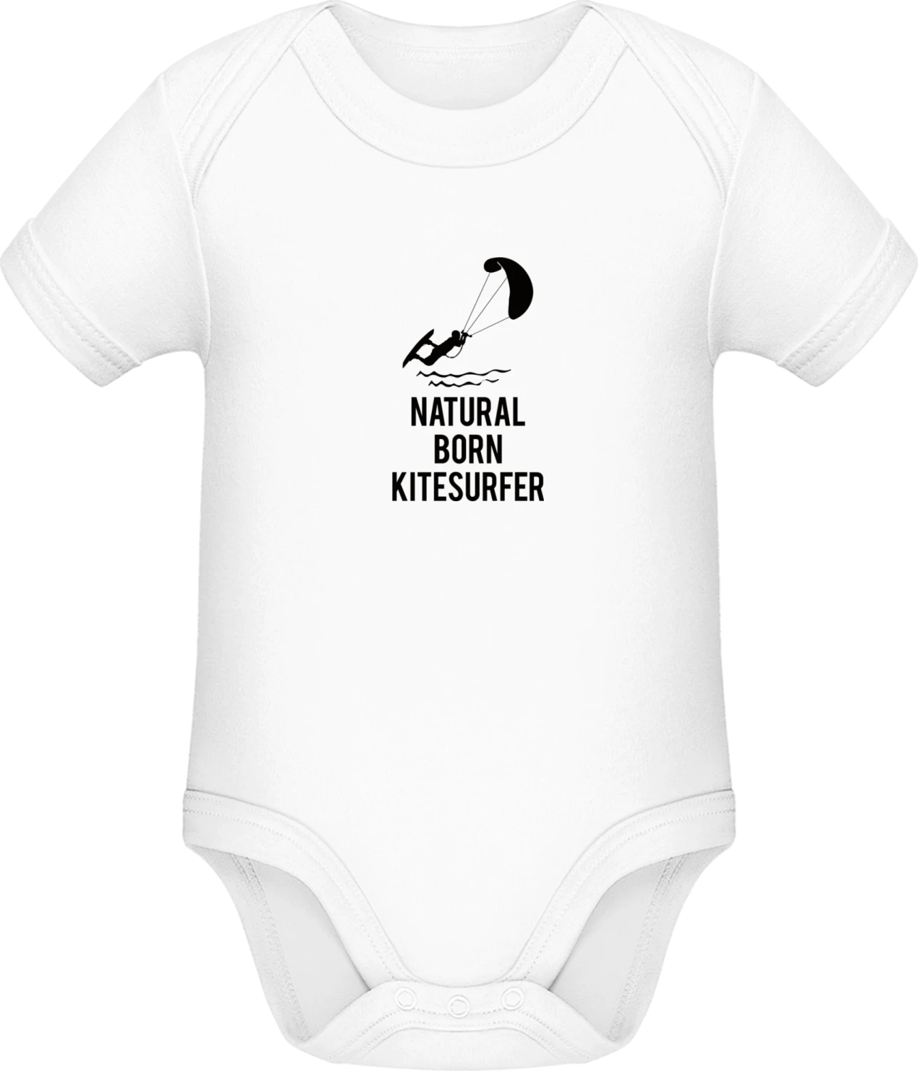 Natural Born Kitesurfer - White Sonar SSL organic babybodsuit - Front