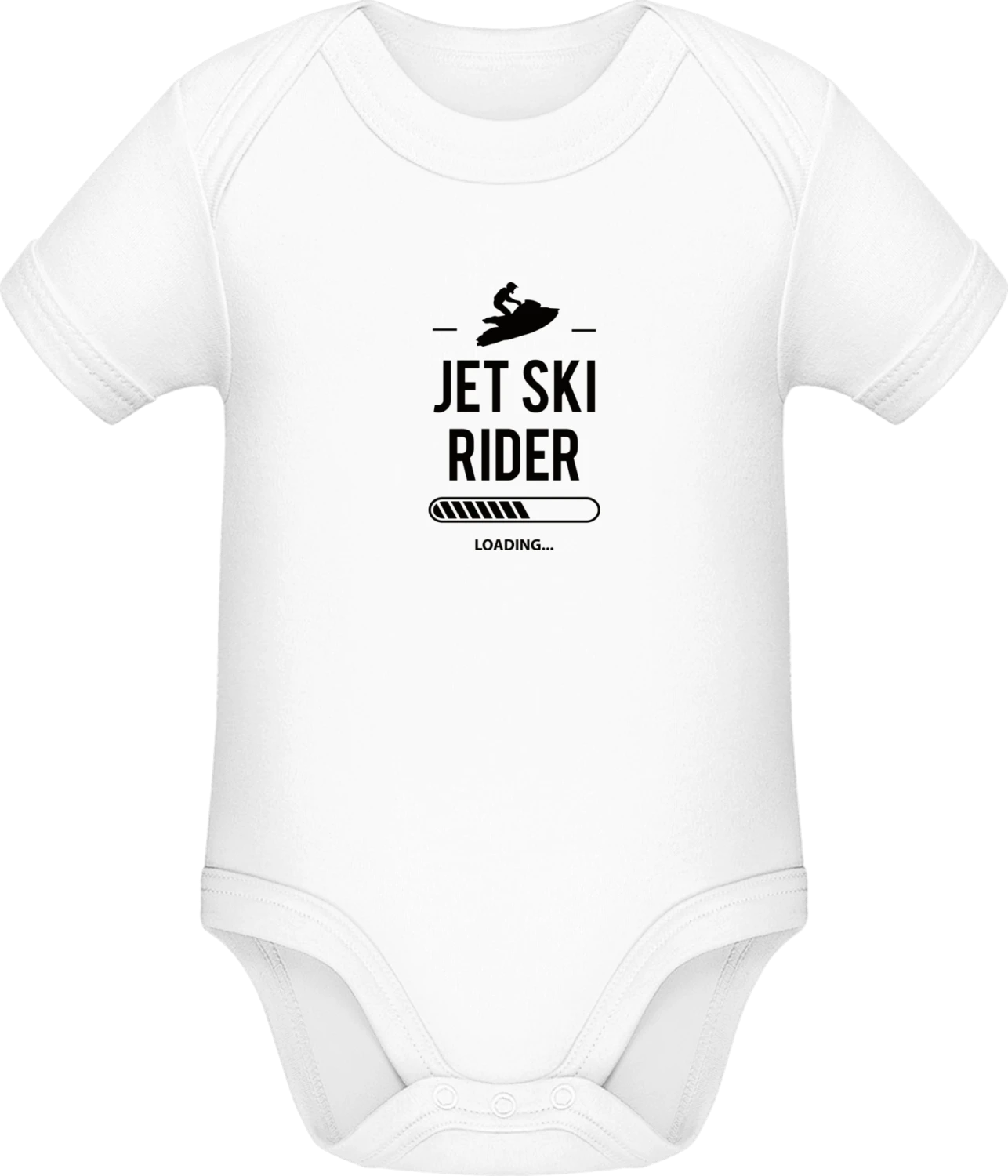 Jet Ski Rider Loading - White Sonar SSL organic babybodsuit - Front