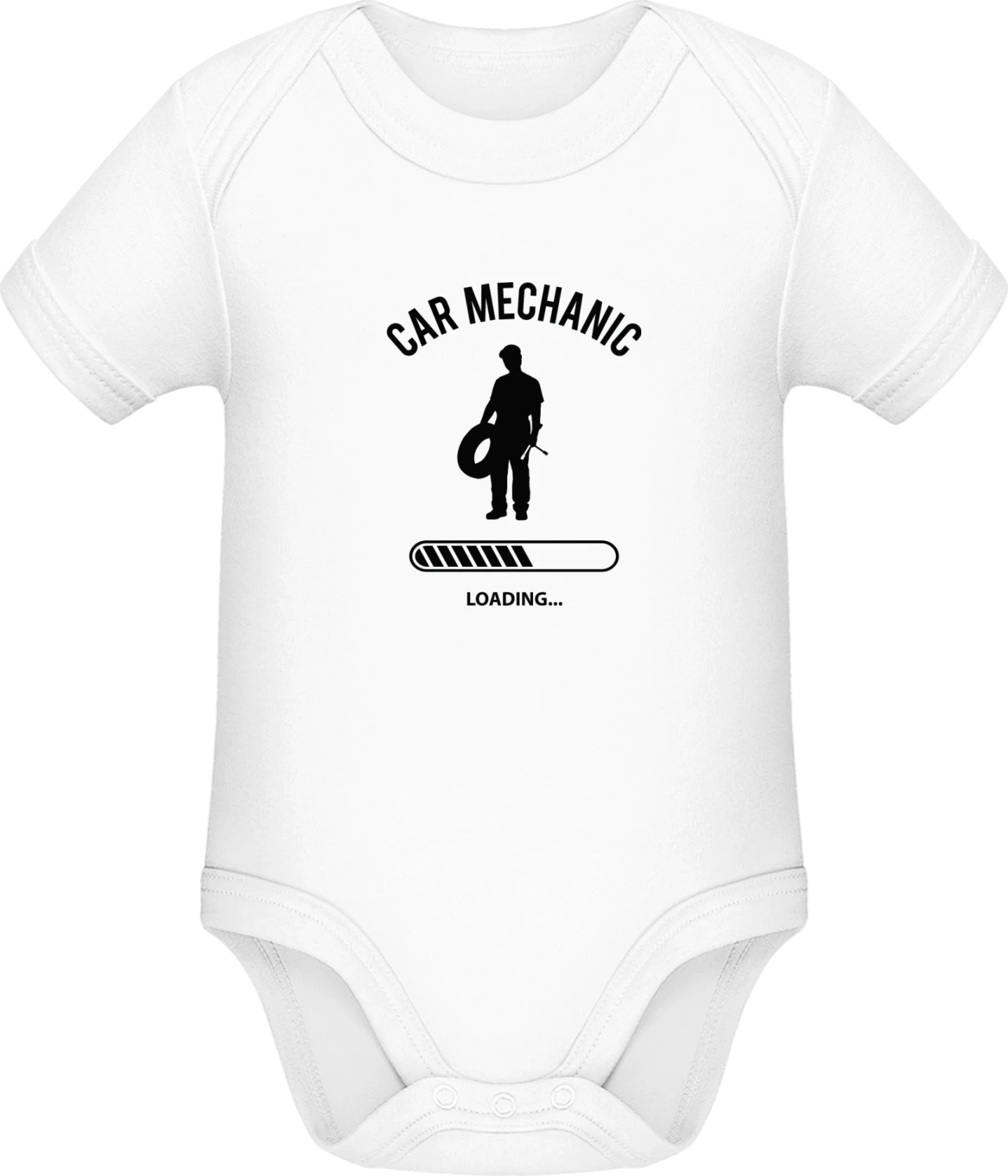 Car Mechanic Loading - White Sonar SSL organic babybodsuit - Front