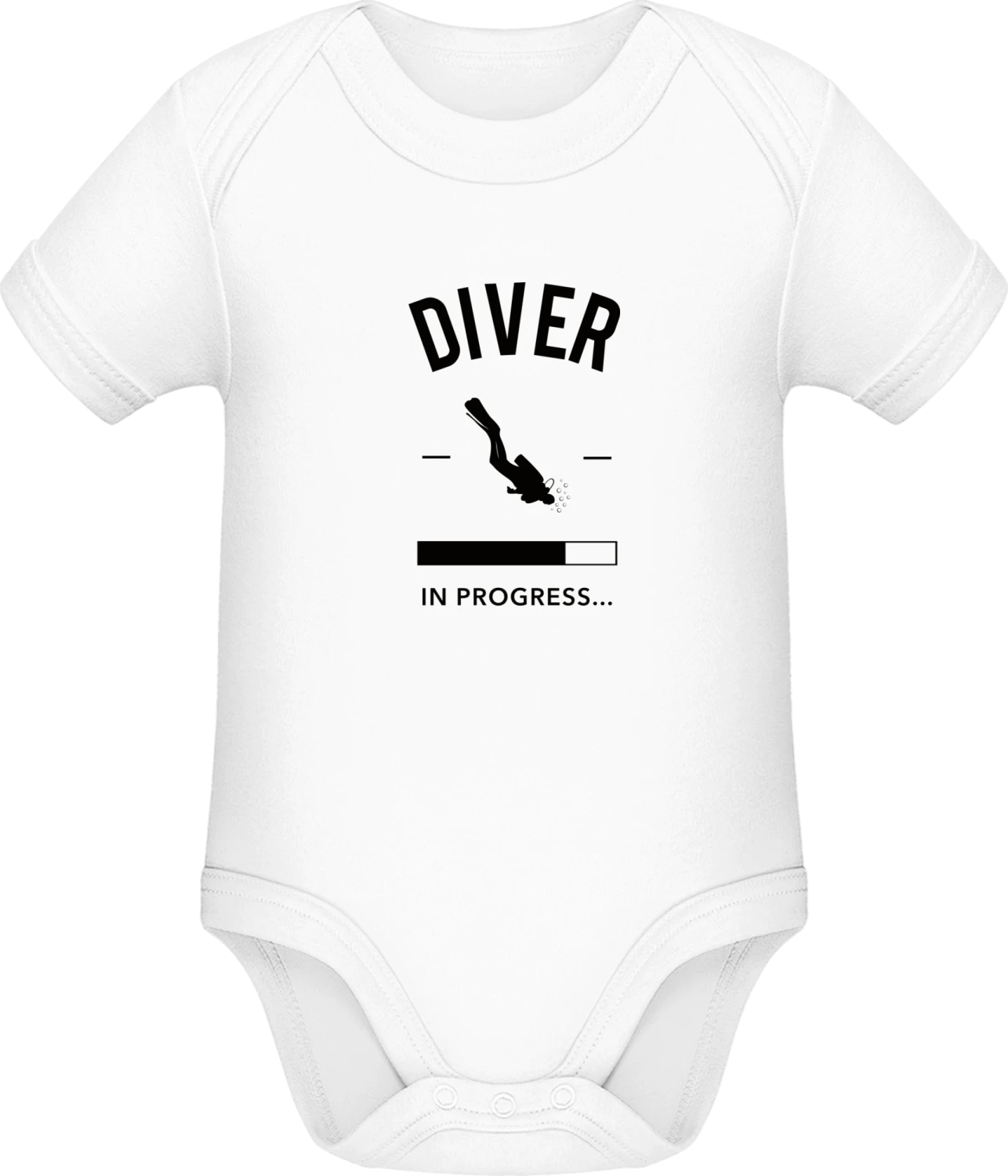 Diver loading - White Sonar SSL organic babybodsuit - Front