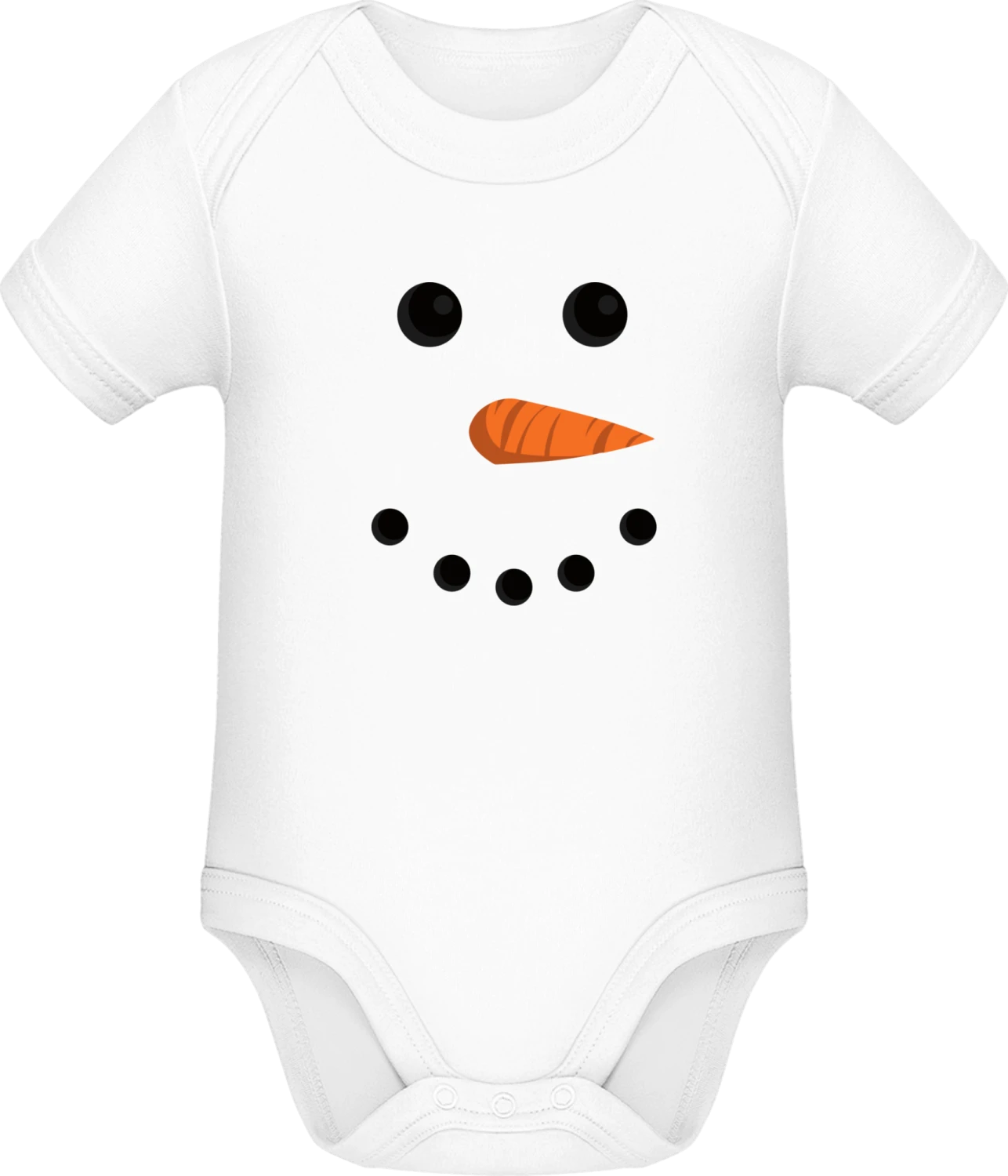 Snowman Face - White Sonar SSL organic babybodsuit - Front