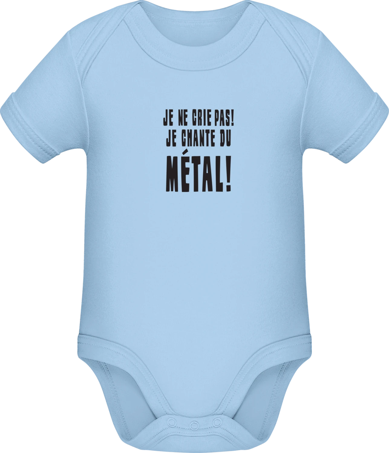 Je ne crie pas! je chante du métal! - Light Blue Sonar SSL organic babybodsuit - Front