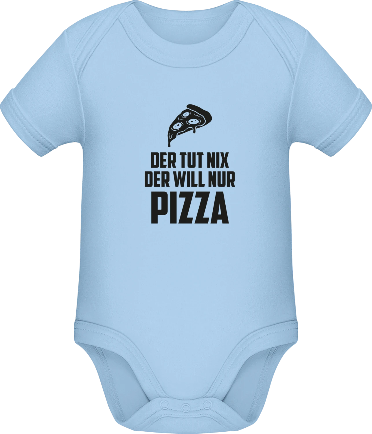 Der tut nix der will nur Pizza - Light Blue Sonar SSL organic babybodsuit - Front