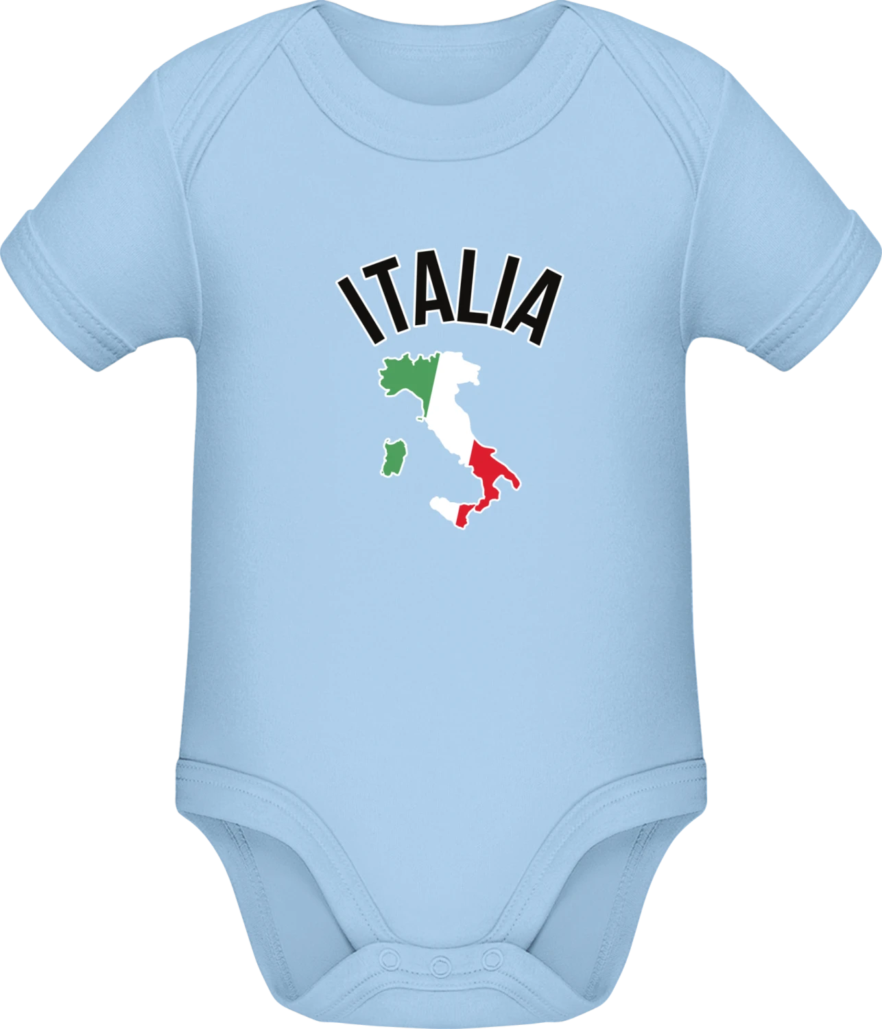 Italia Map - Light Blue Sonar SSL organic babybodsuit - Front