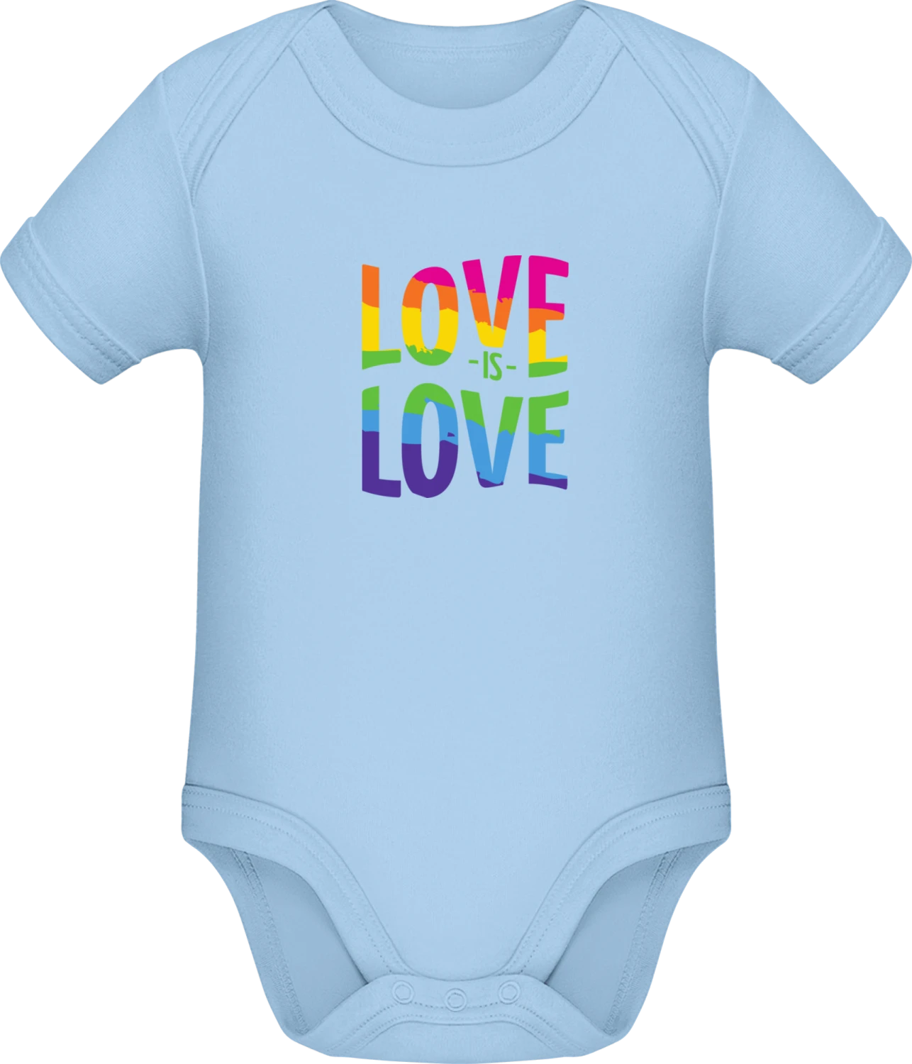 Love Is Love - Light Blue Sonar SSL organic babybodsuit - Front