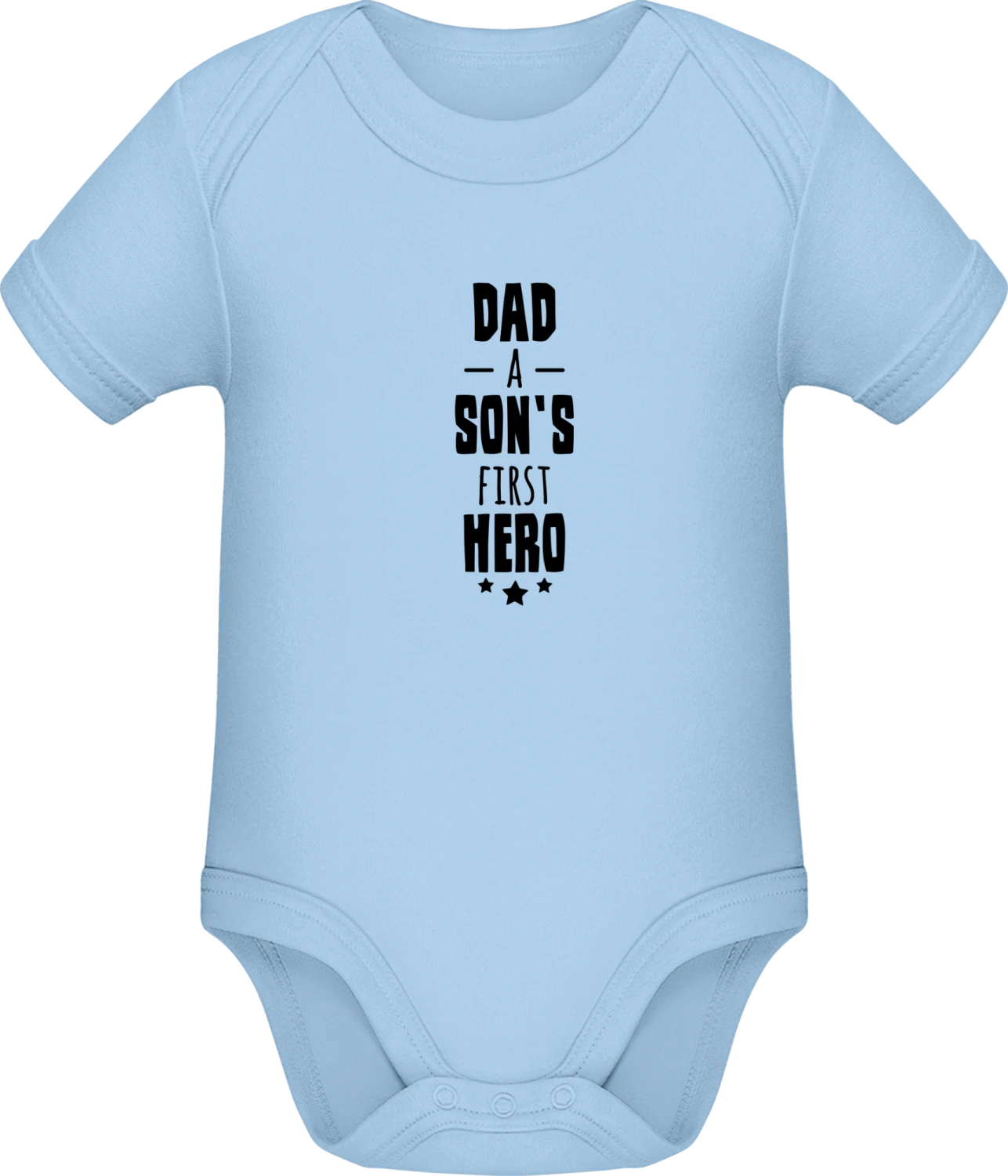 Dad A Sons First Hero - Light Blue Sonar SSL organic babybodsuit - Front