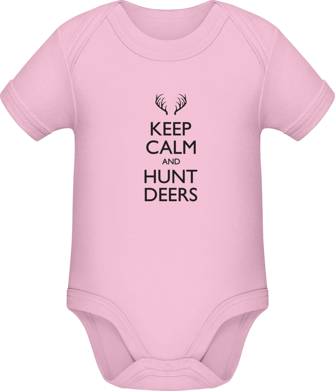 Keep Calm And Hunt Deers - Light Pink Sonar SSL organic babybodsuit - Front