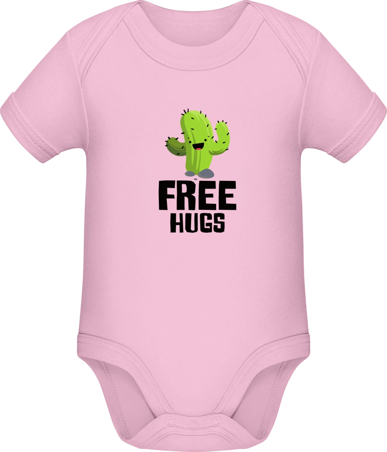 Free Hugs Cactus - Light Pink Sonar SSL organic babybodsuit - Front