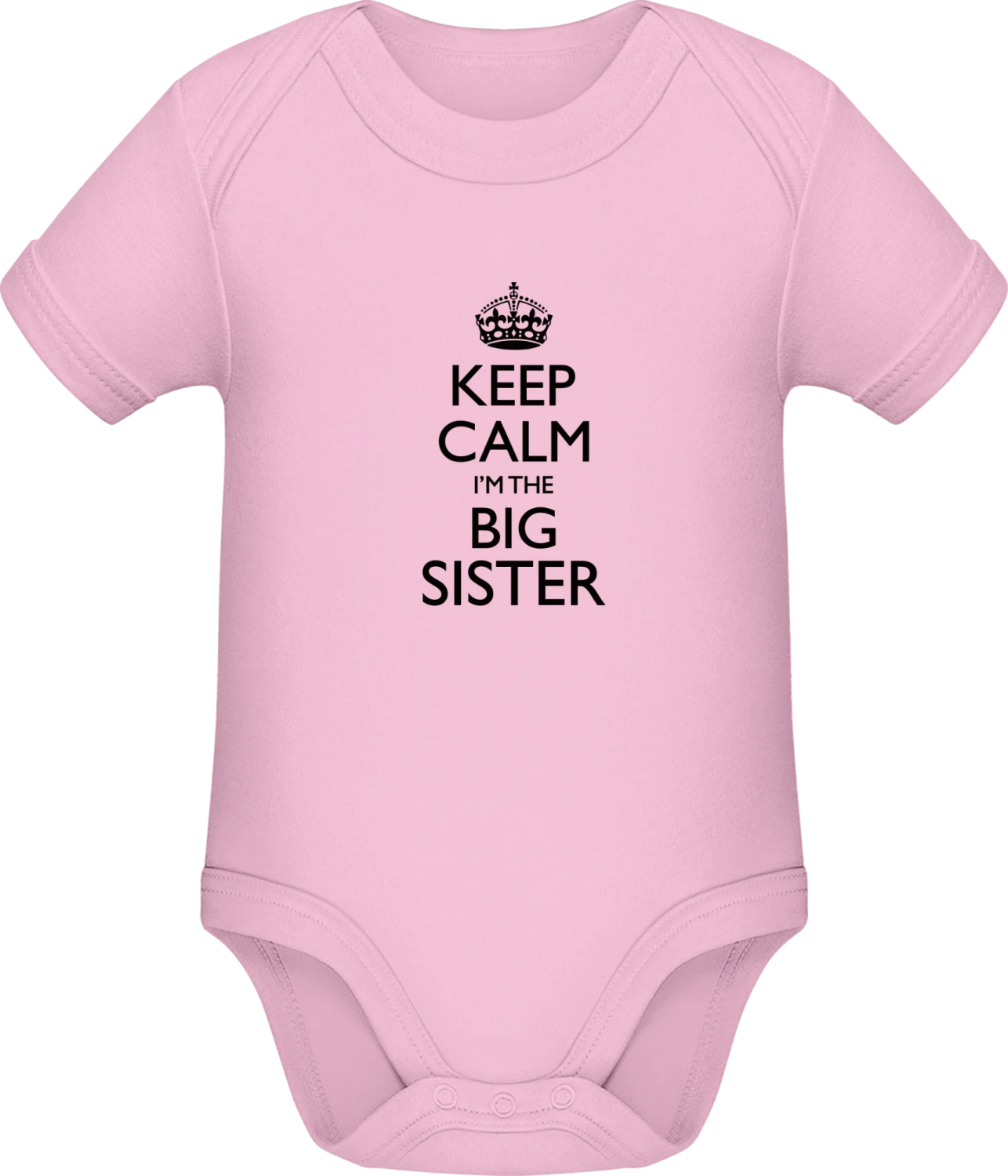 Keep Calm I'm The Big Sister - Light Pink Sonar SSL organic babybodsuit - Front