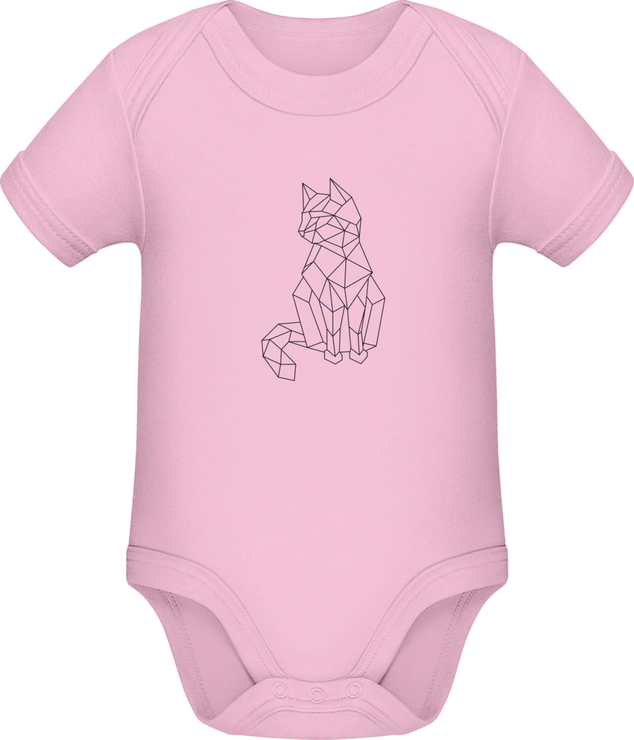 Cat Geometric - Light Pink Sonar SSL organic babybodsuit - Front