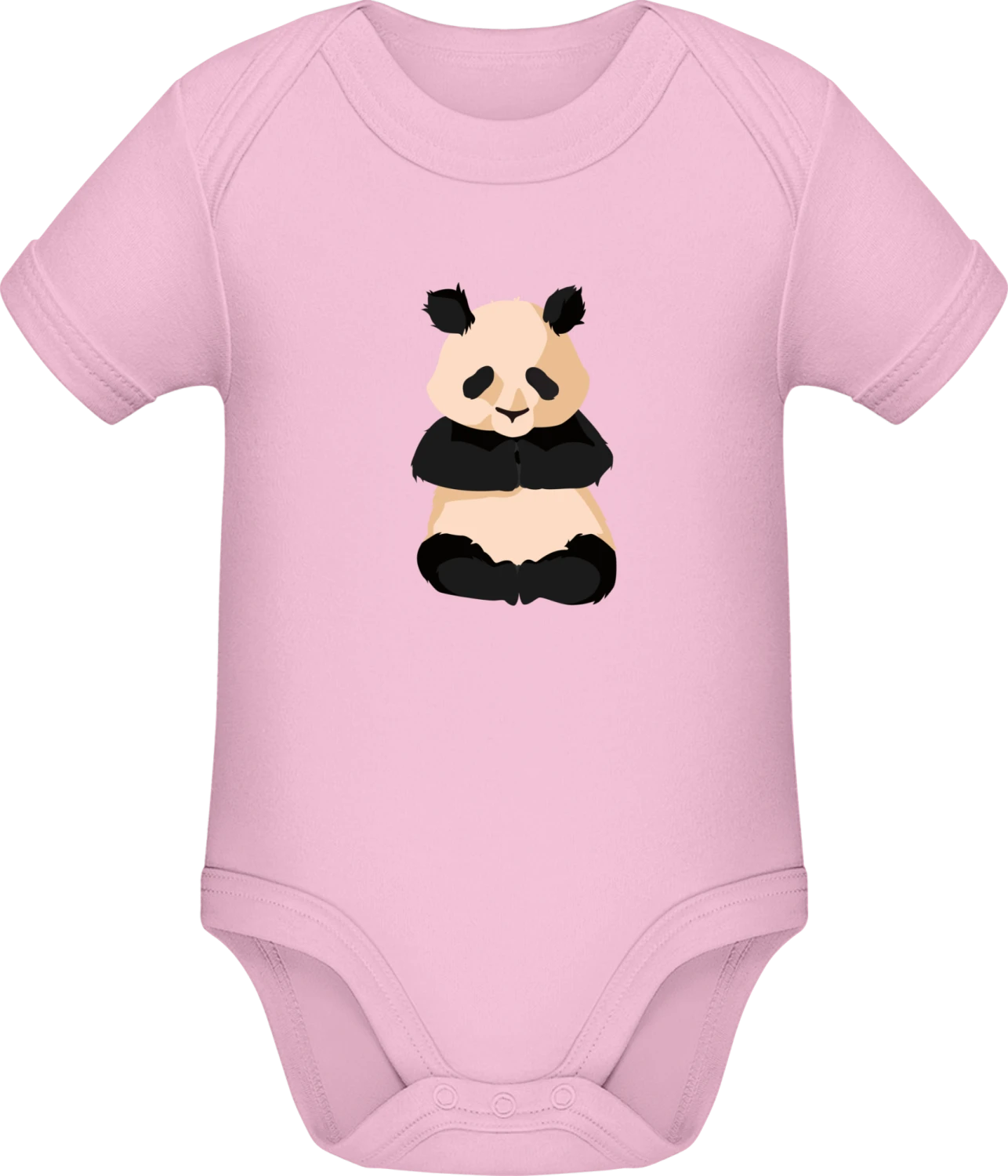 Panda Meditation - Light Pink Sonar SSL organic babybodsuit - Front