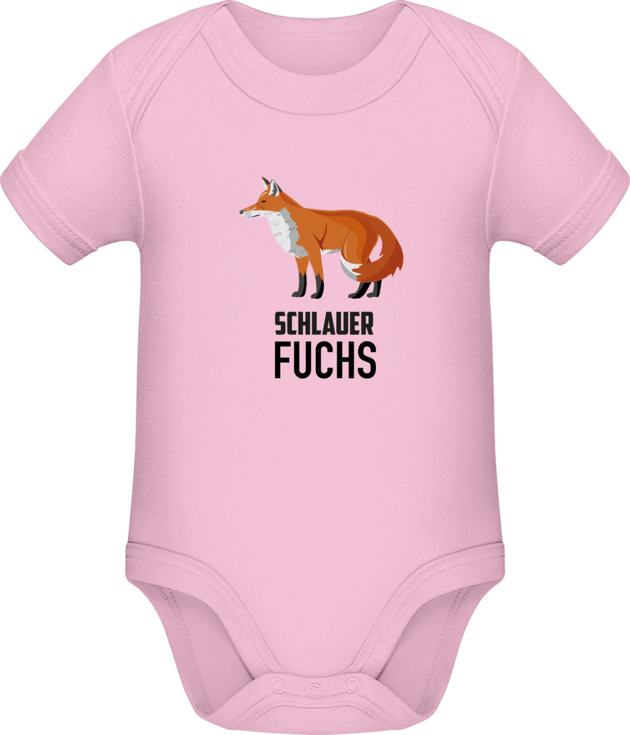 Schlauer Fuchs Illustration - Light Pink Sonar SSL organic babybodsuit - Front