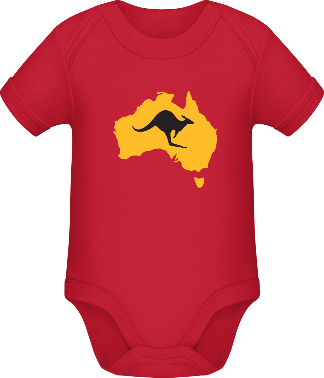 Australian Map with Kangaroo - Red Sonar SSL organic babybodsuit - Front