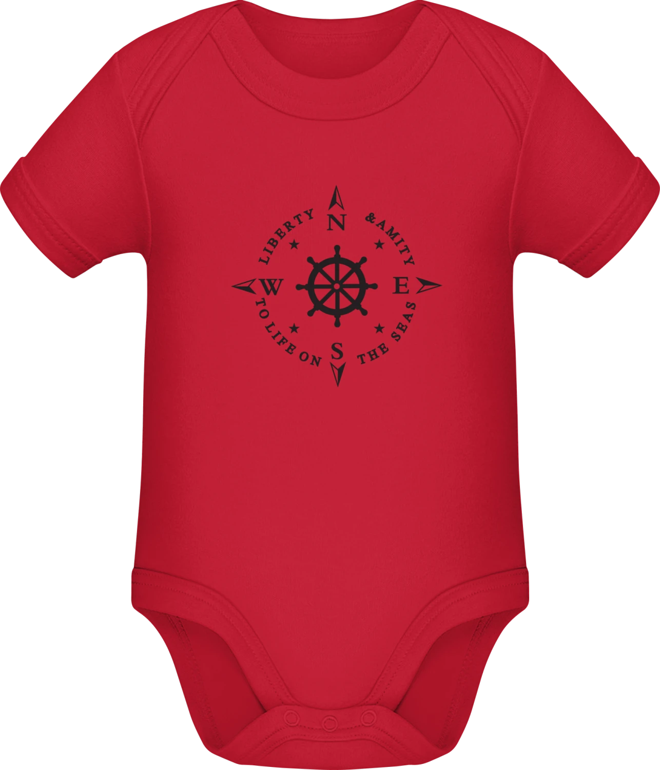 Liberty & Amity To Life On The Seas - Red Sonar SSL organic babybodsuit - Front