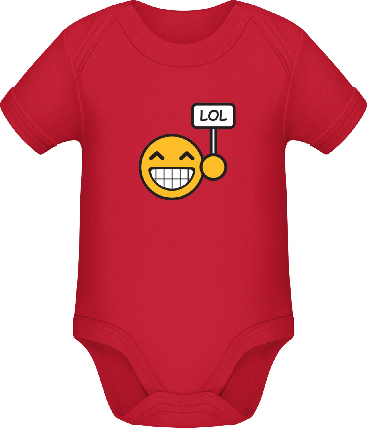 LOL Smiley Face - Red Sonar SSL organic babybodsuit - Front