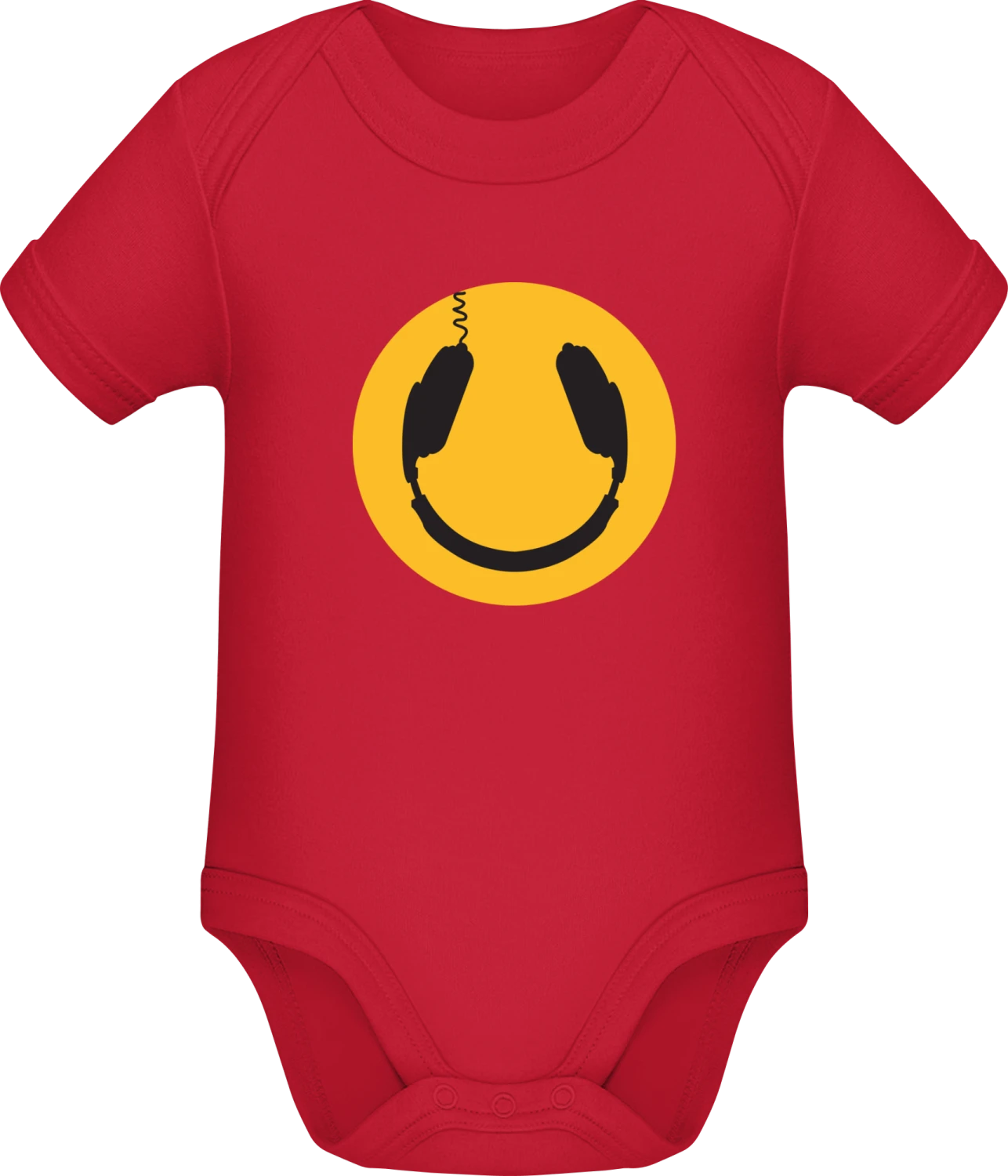 DJ Headphones Smiley - Red Sonar SSL organic babybodsuit - Front