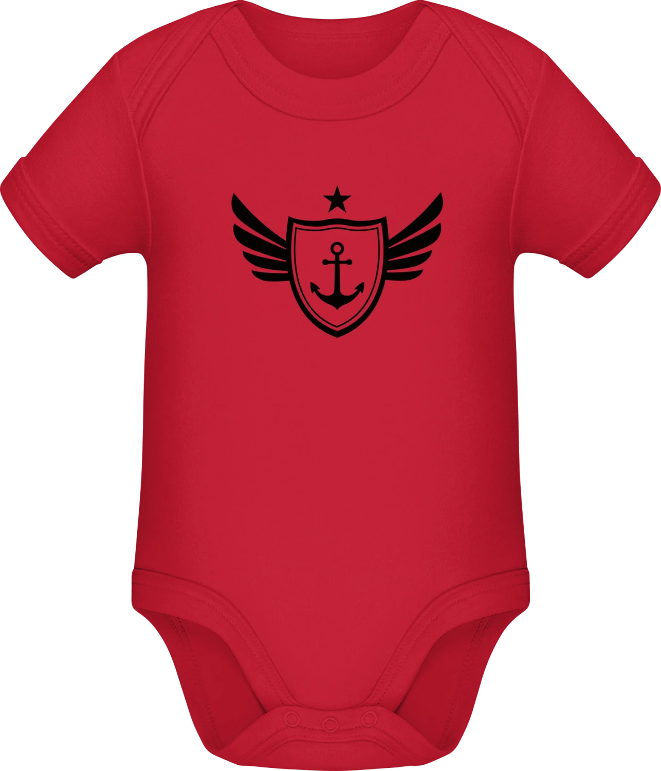 Anchor Winged Star - Red Sonar SSL organic babybodsuit - Front