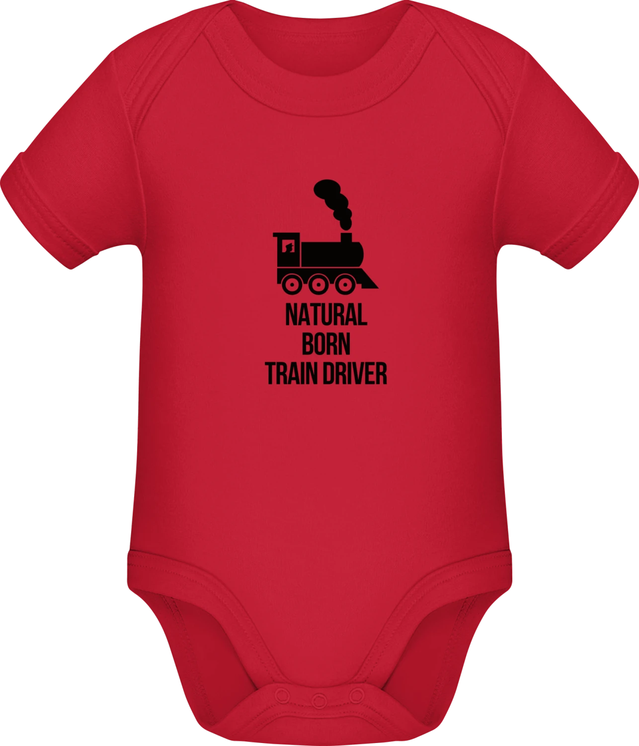 Natural Born Train Driver - Red Sonar SSL organic babybodsuit - Front