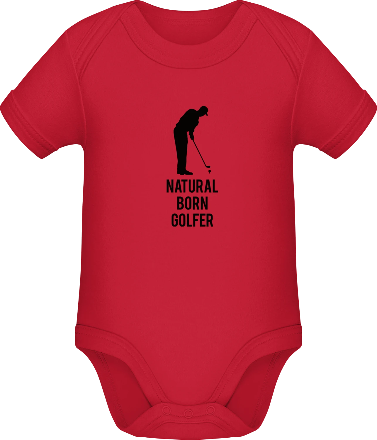 Natural Born Golfer - Red Sonar SSL organic babybodsuit - Front