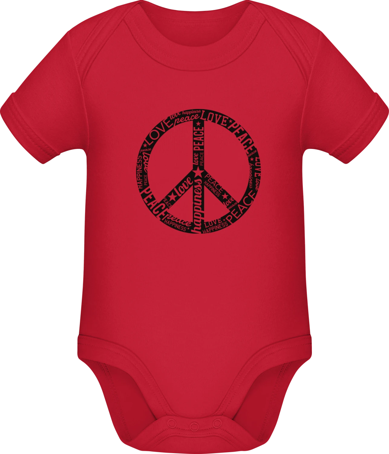 Peace Sign Typo - Red Sonar SSL organic babybodsuit - Front