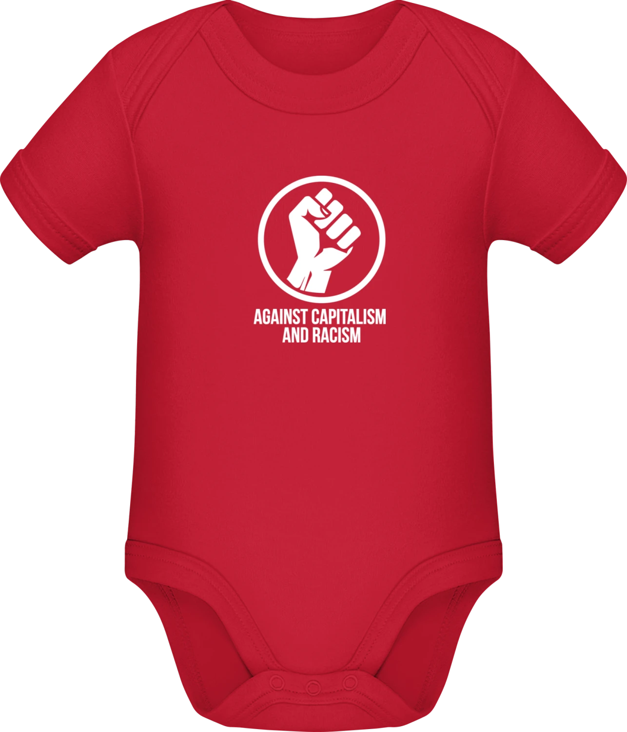 Against Capitalism And Racism - Red Sonar SSL organic babybodsuit - Front