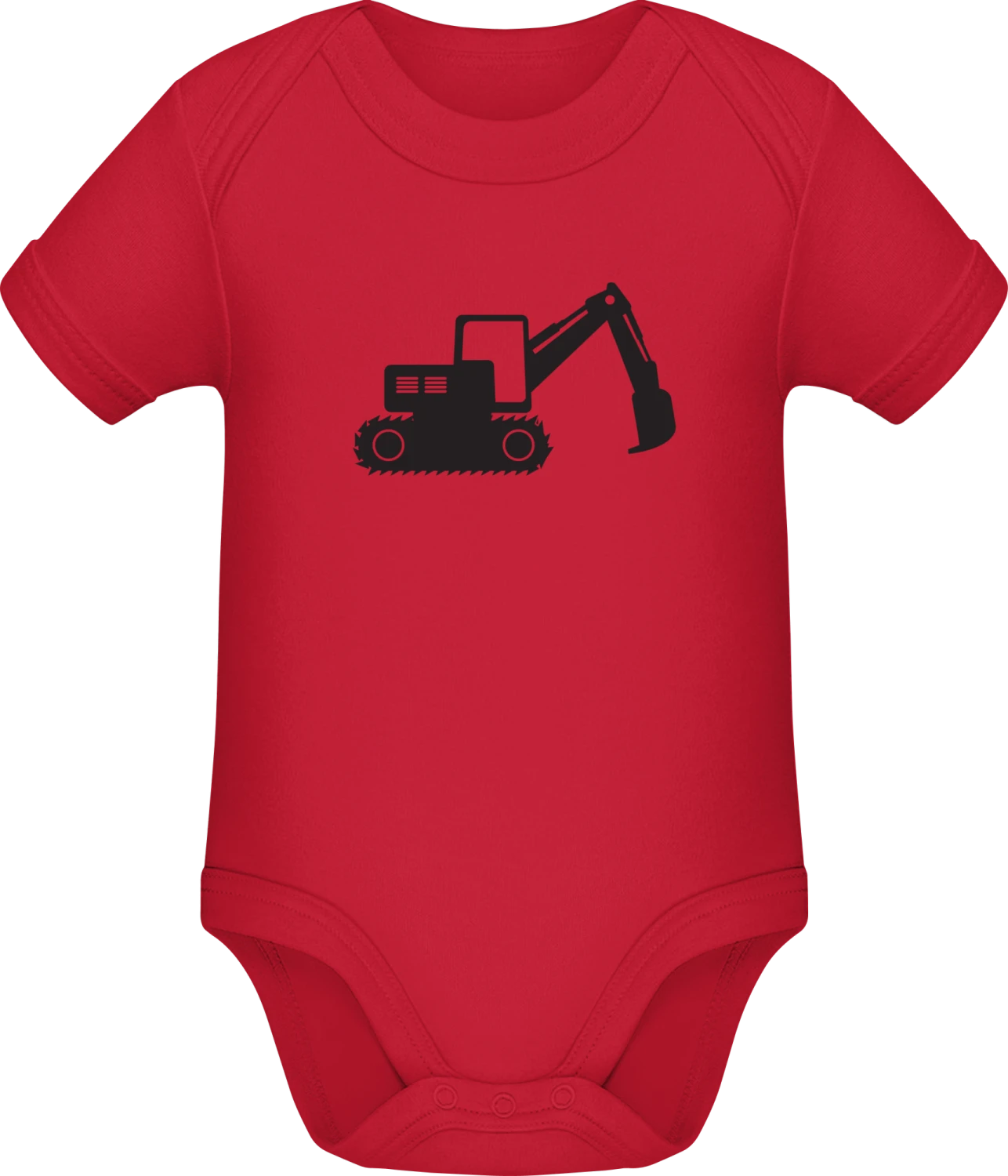 Bagger Excavator - Red Sonar SSL organic babybodsuit - Front