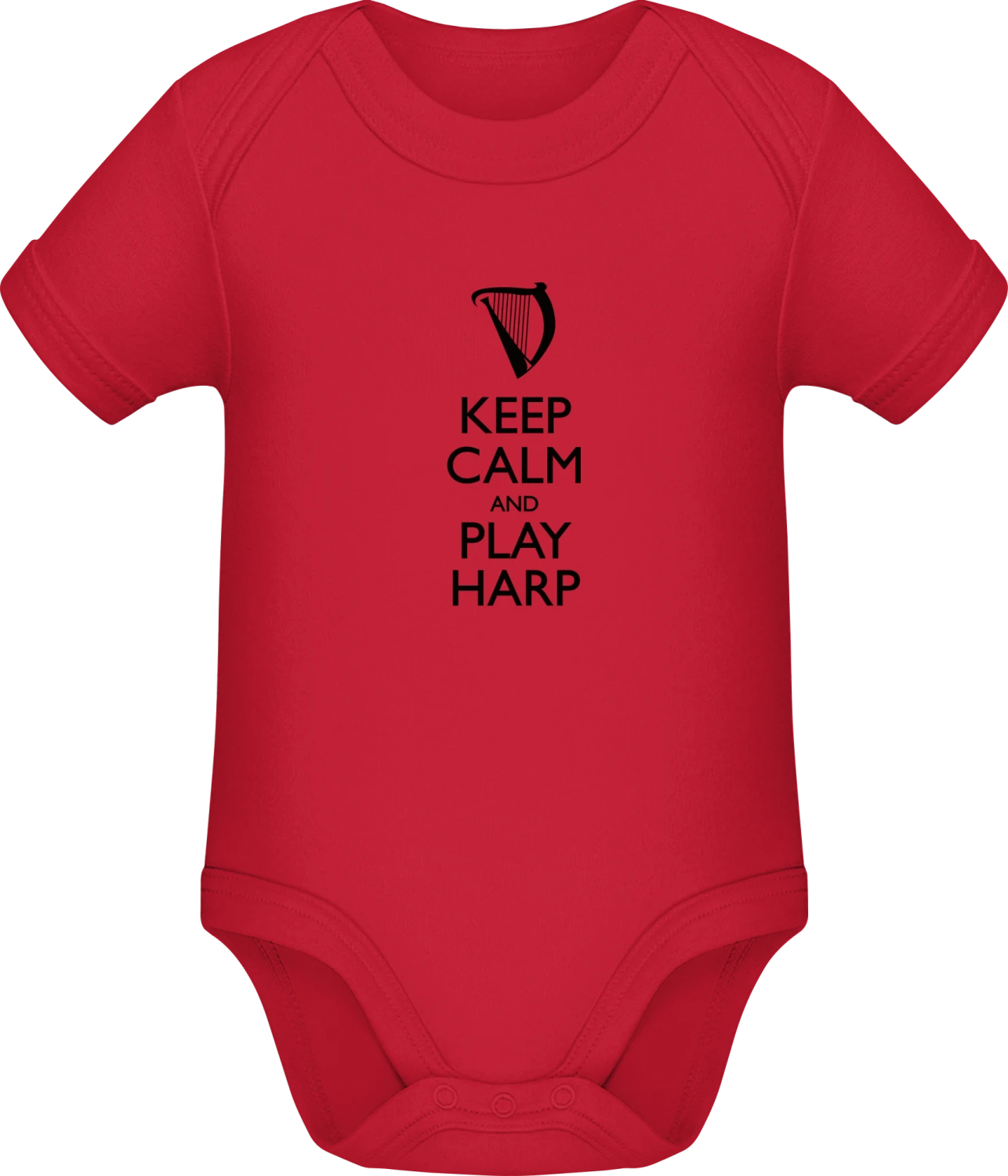 Keep Calm And Play Harp - Red Sonar SSL organic babybodsuit - Front