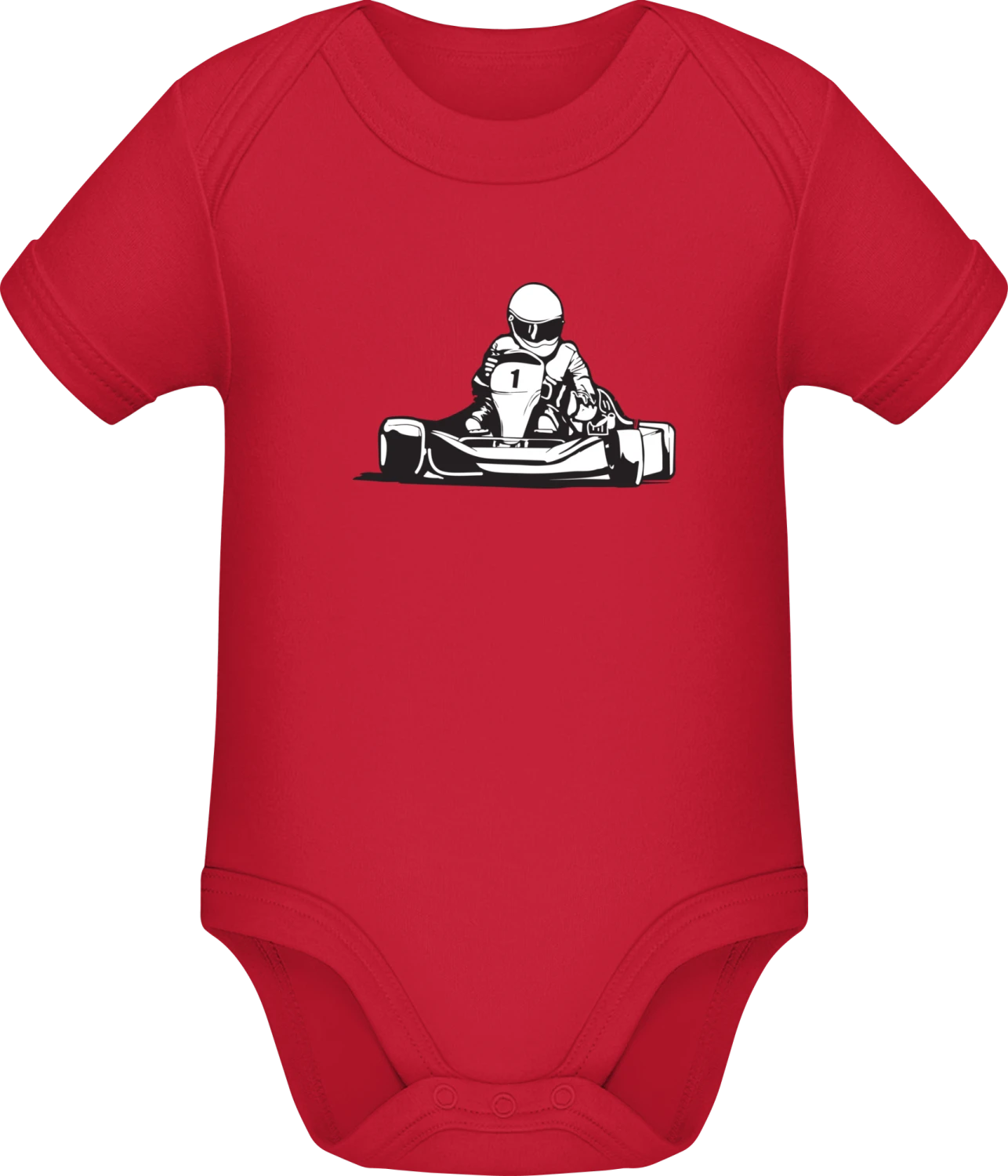 Go Kart No 1 Action - Red Sonar SSL organic babybodsuit - Front