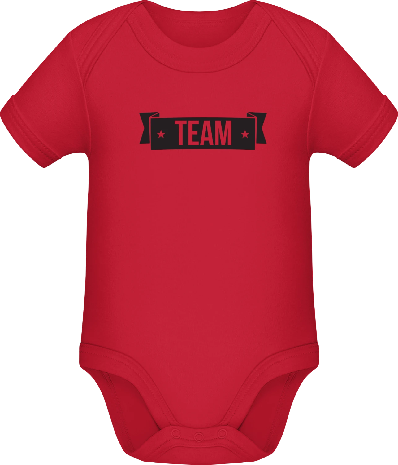 Team + YOUR TEXT - Red Sonar SSL organic babybodsuit - Front