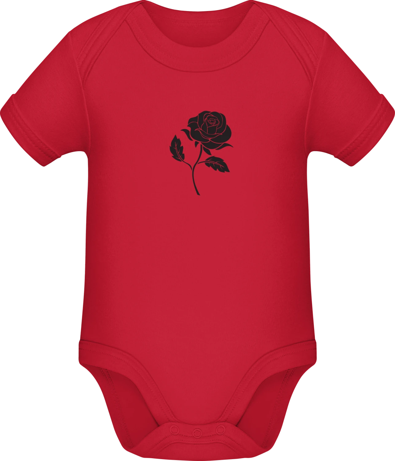 Rose Illustration - Red Sonar SSL organic babybodsuit - Front