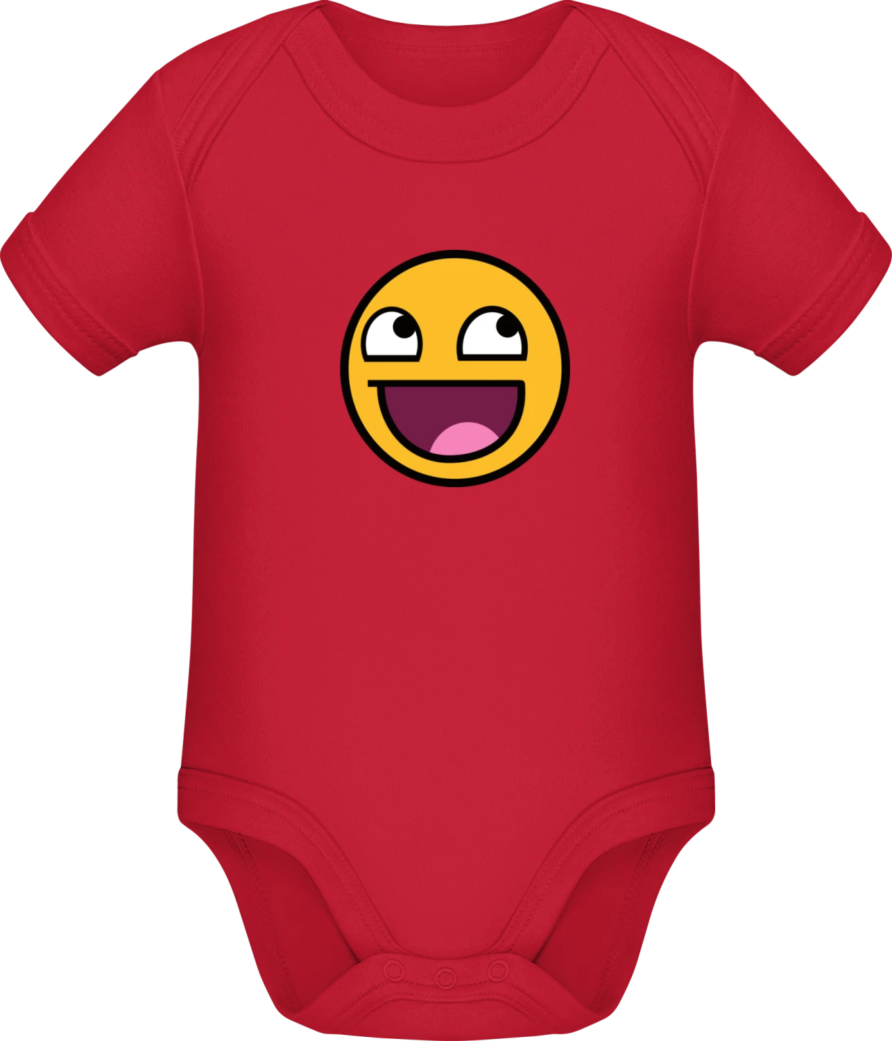 Happy Smiley - Red Sonar SSL organic babybodsuit - Front