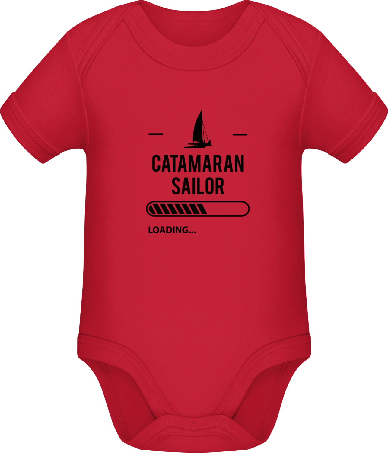 Catamaran Sailor Loading - Red Sonar SSL organic babybodsuit - Front