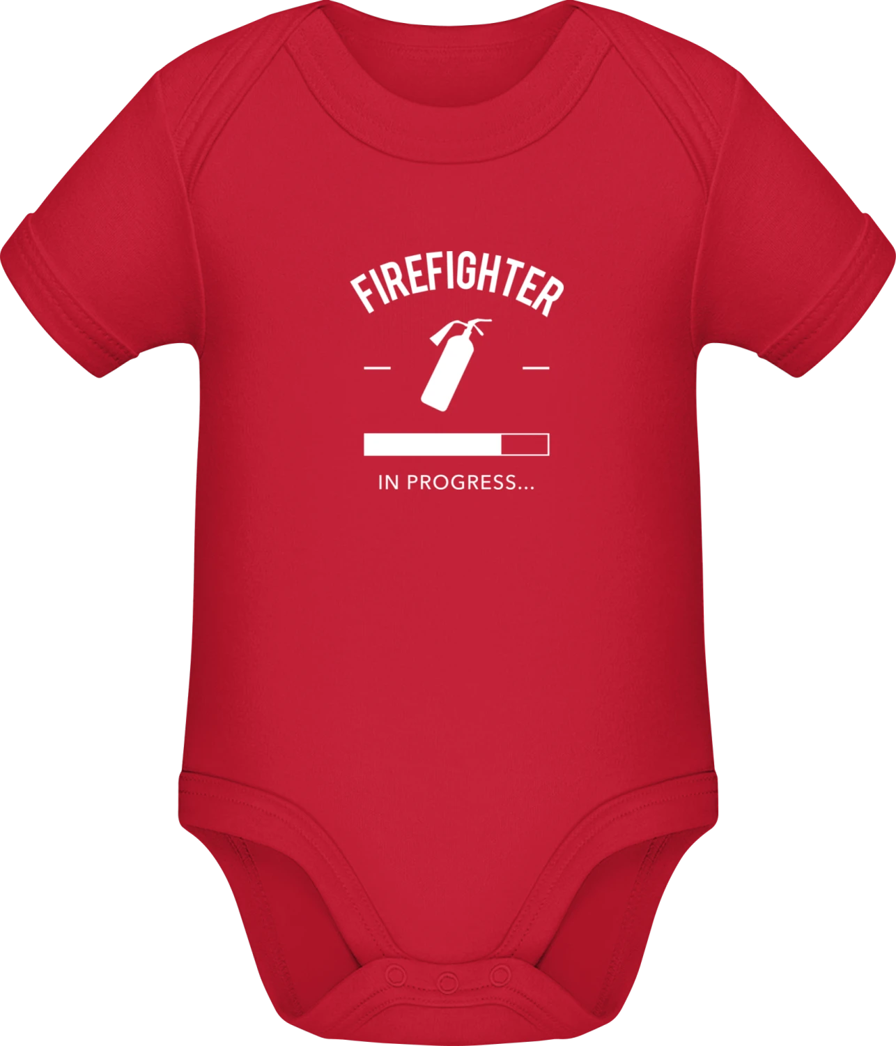 Firefighter In Progress - Red Sonar SSL organic babybodsuit - Front