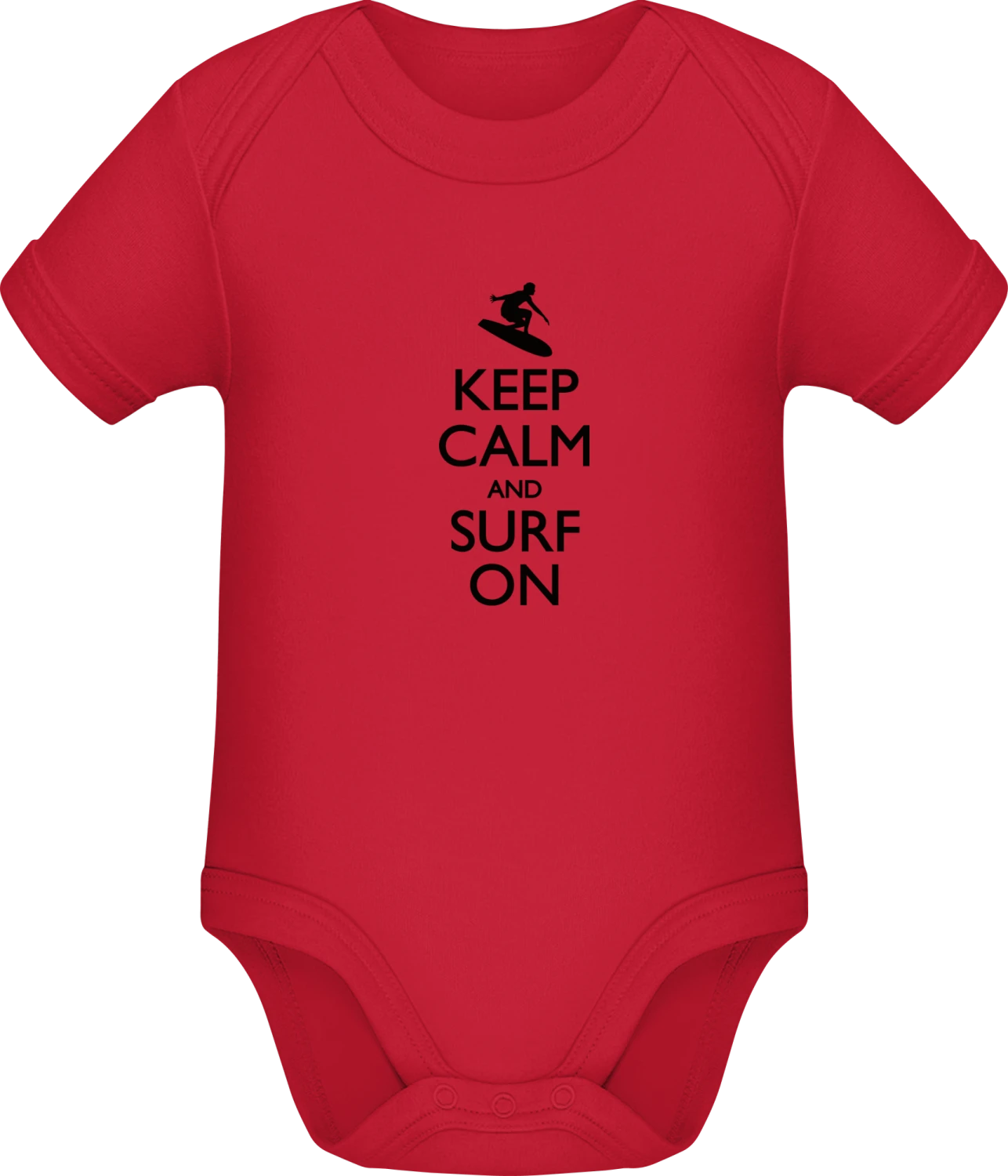 Keep Calm And Surf On Classic - Red Sonar SSL organic babybodsuit - Front