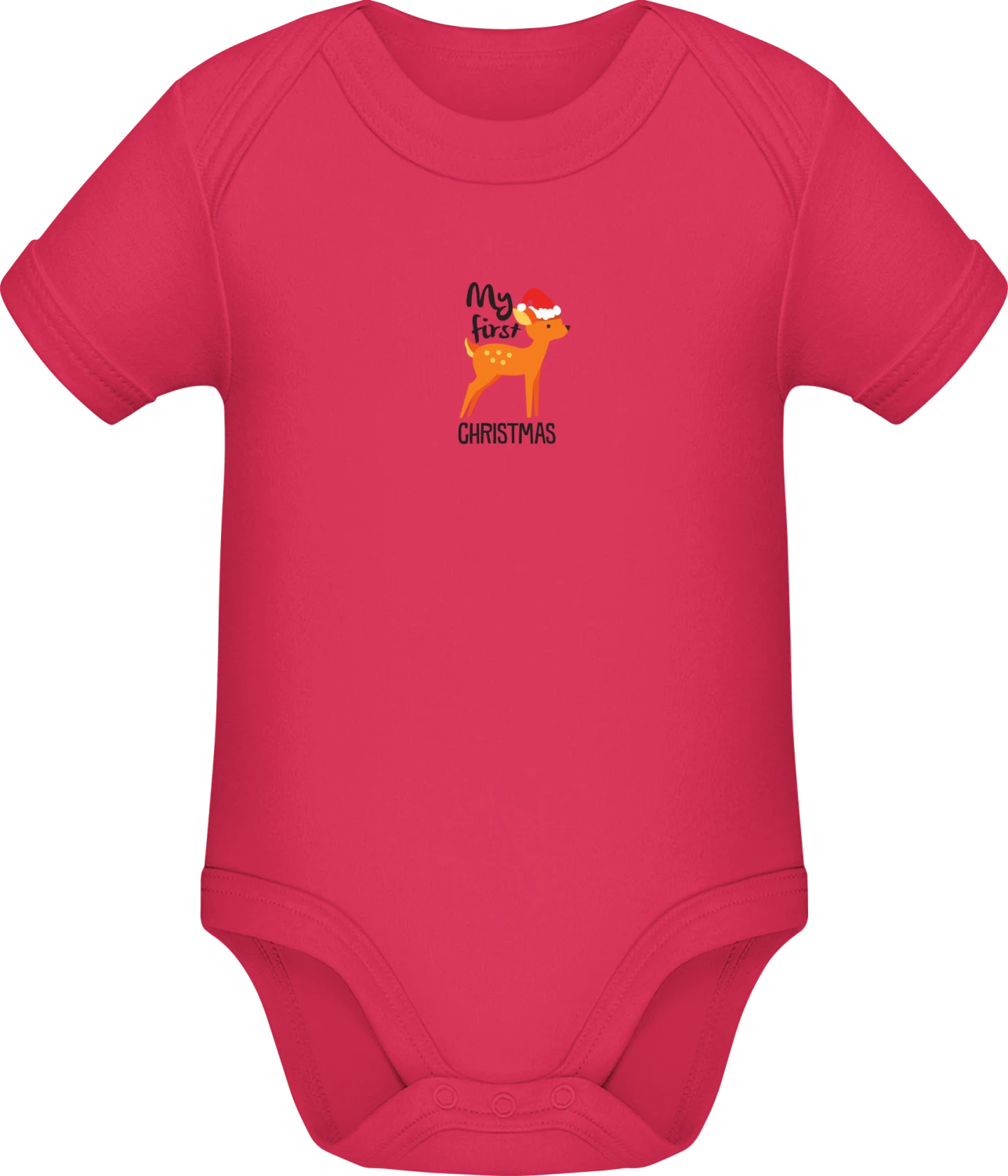 My First Christmas Deer - Sorbet Sonar SSL organic babybodsuit - Front