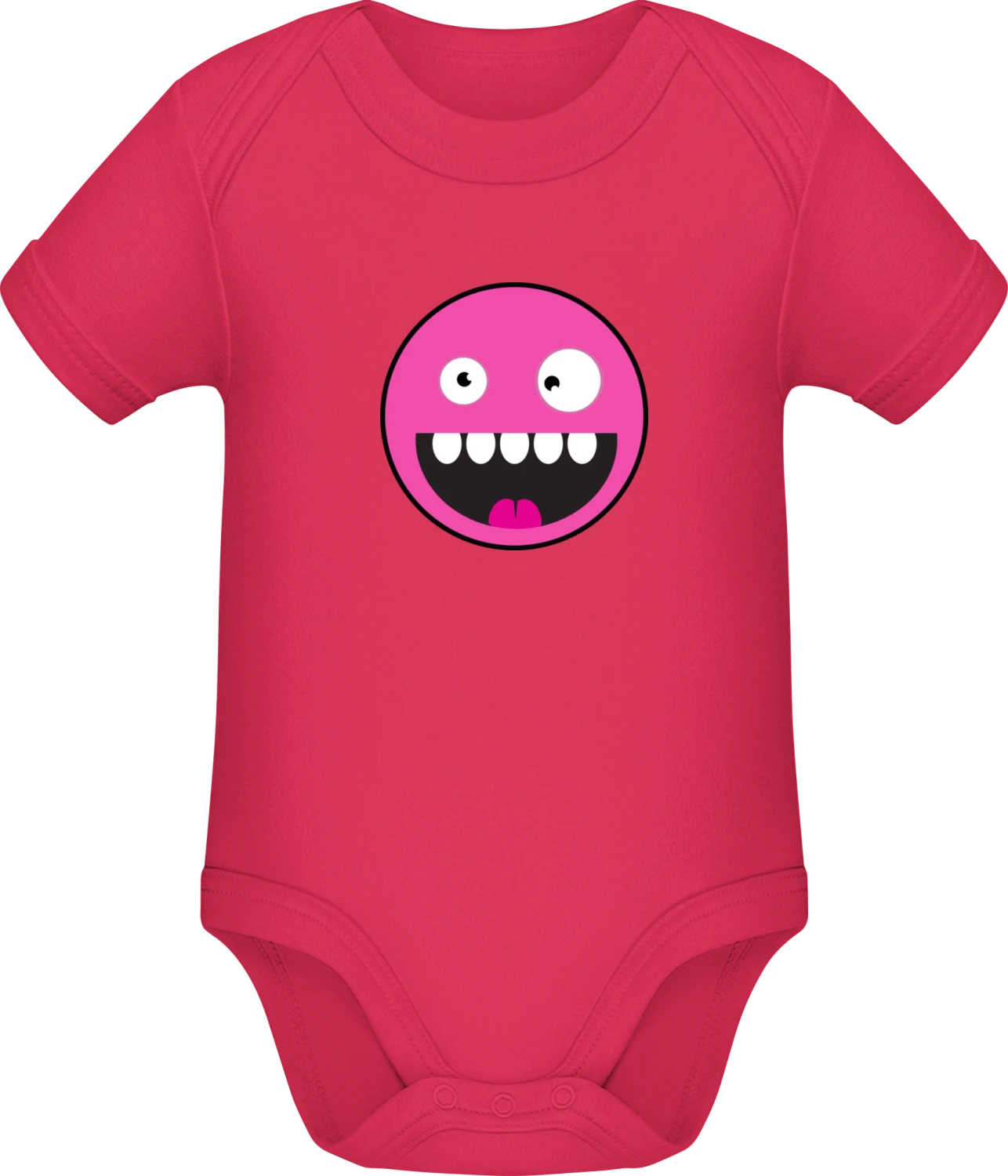 Cute Monster Smiley Face - Sorbet Sonar SSL organic babybodsuit - Front