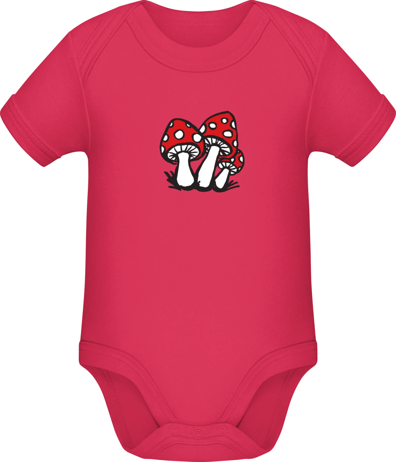 Red Mushrooms - Sorbet Sonar SSL organic babybodsuit - Front