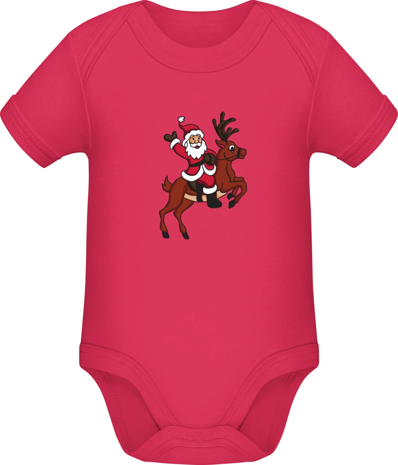 Santa Claus Riding Reindeer - Sorbet Sonar SSL organic babybodsuit - Front