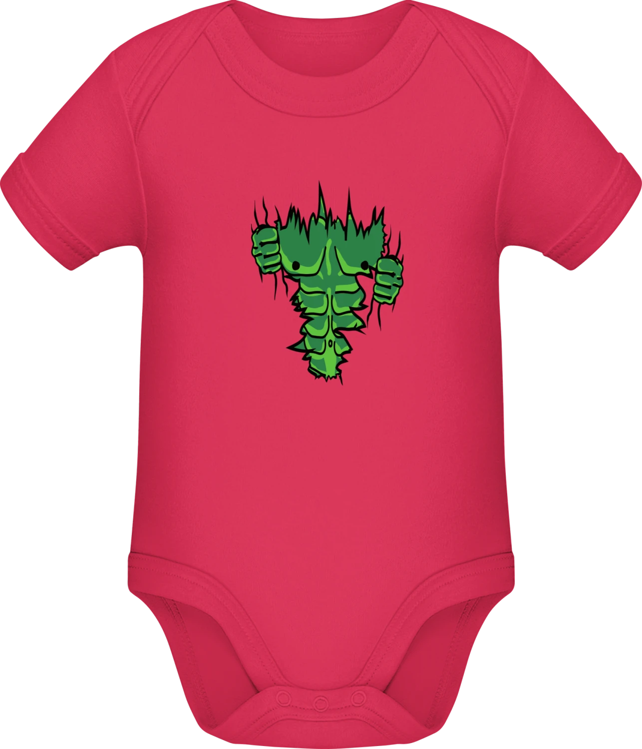 Green Superhero Muscles - Sorbet Sonar SSL organic babybodsuit - Front