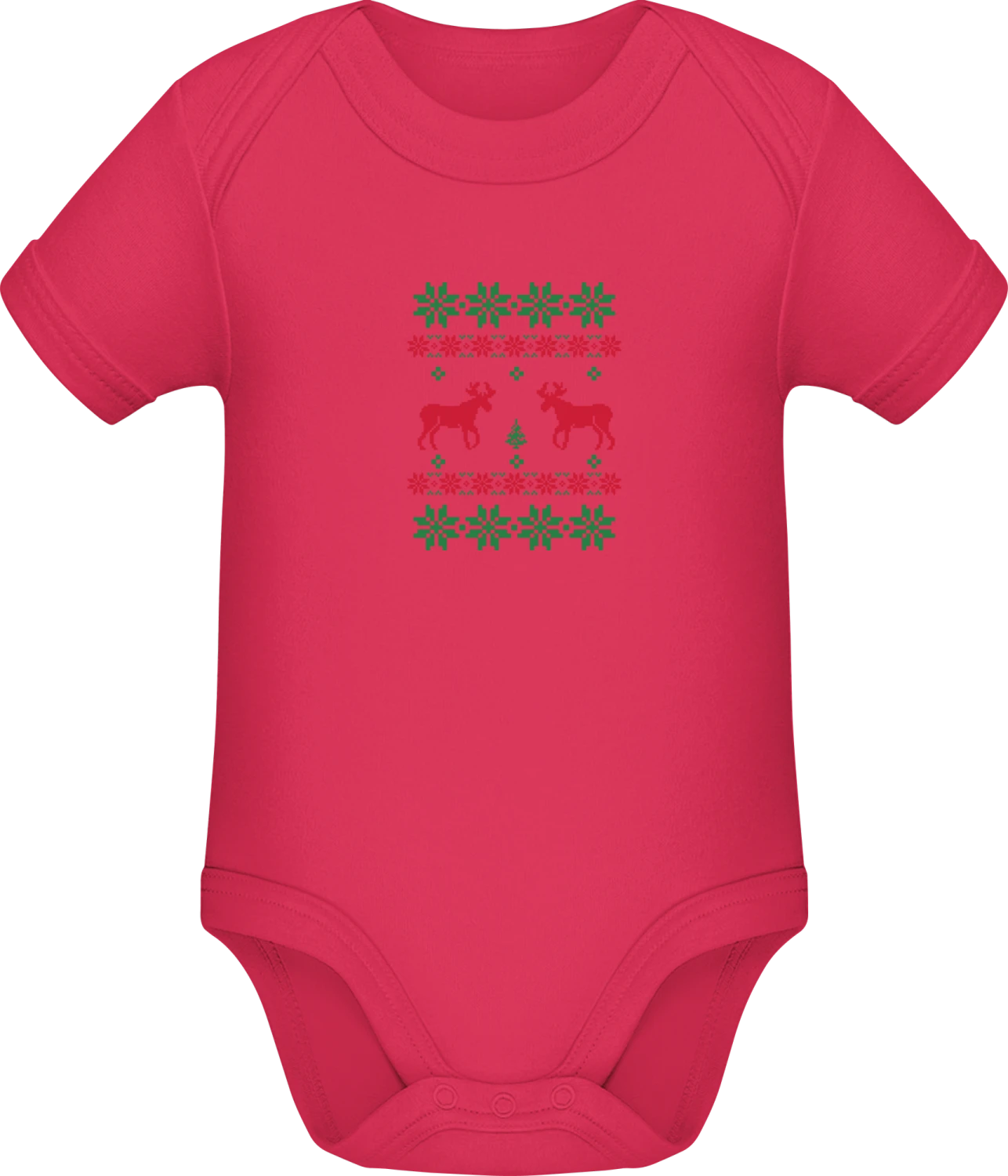 Winter Pattern Deer - Sorbet Sonar SSL organic babybodsuit - Front