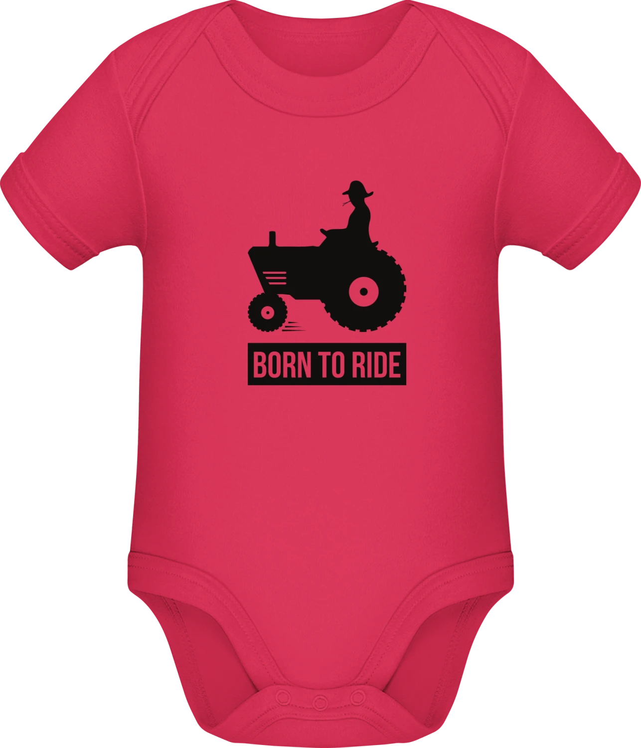 Born To Ride Tractor - Sorbet Sonar SSL organic babybodsuit - Front