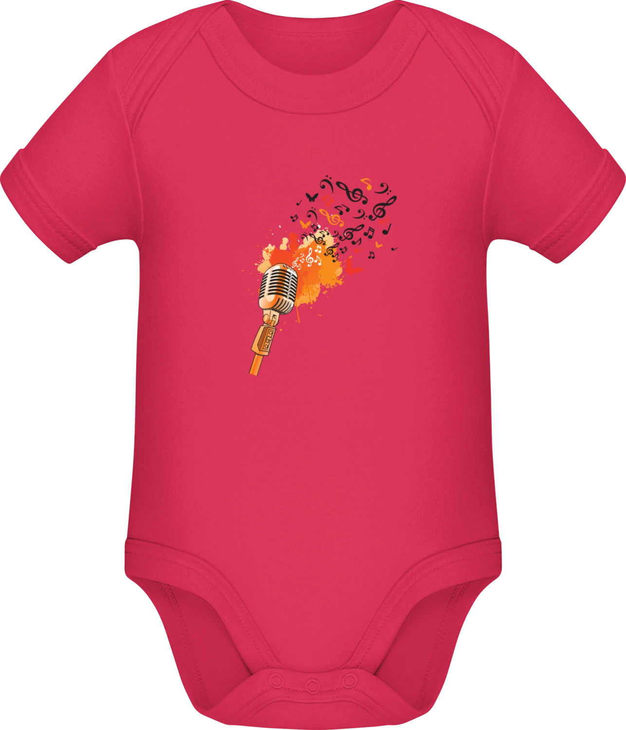 Microphone Stylish With Music Notes - Sorbet Sonar SSL organic babybodsuit - Front