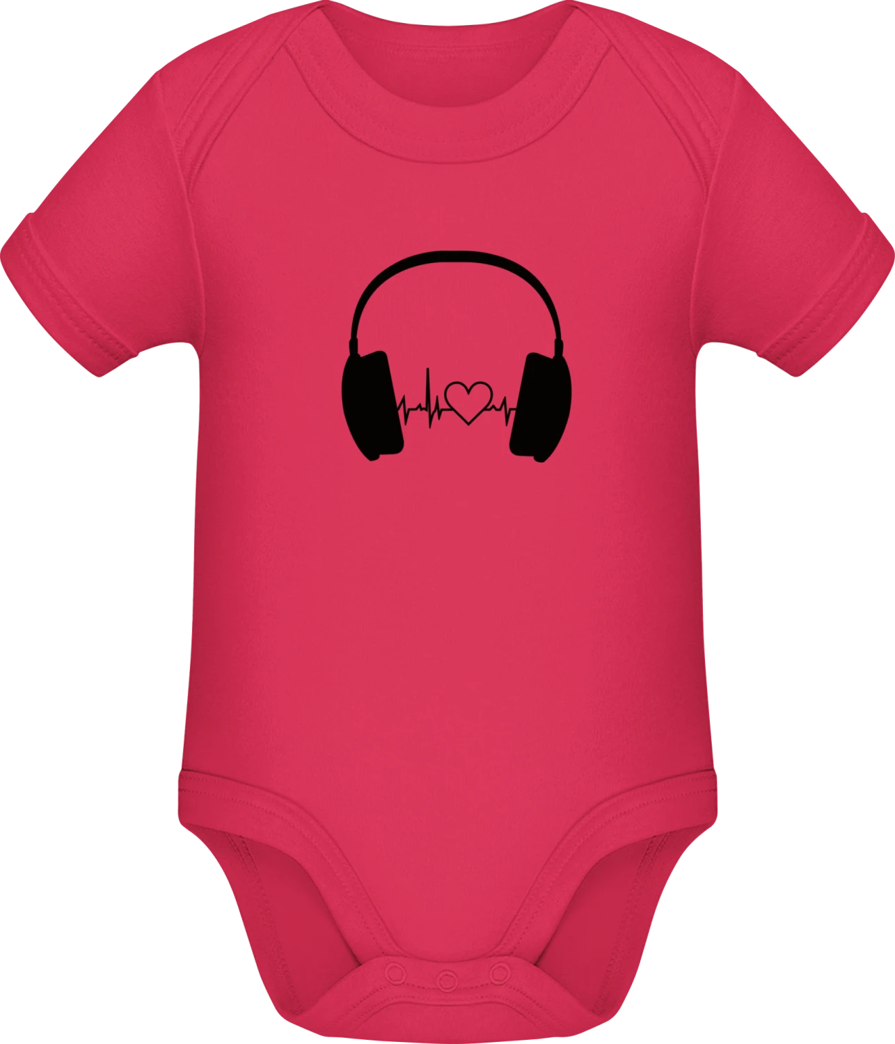 Headphone Beat and Heart - Sorbet Sonar SSL organic babybodsuit - Front