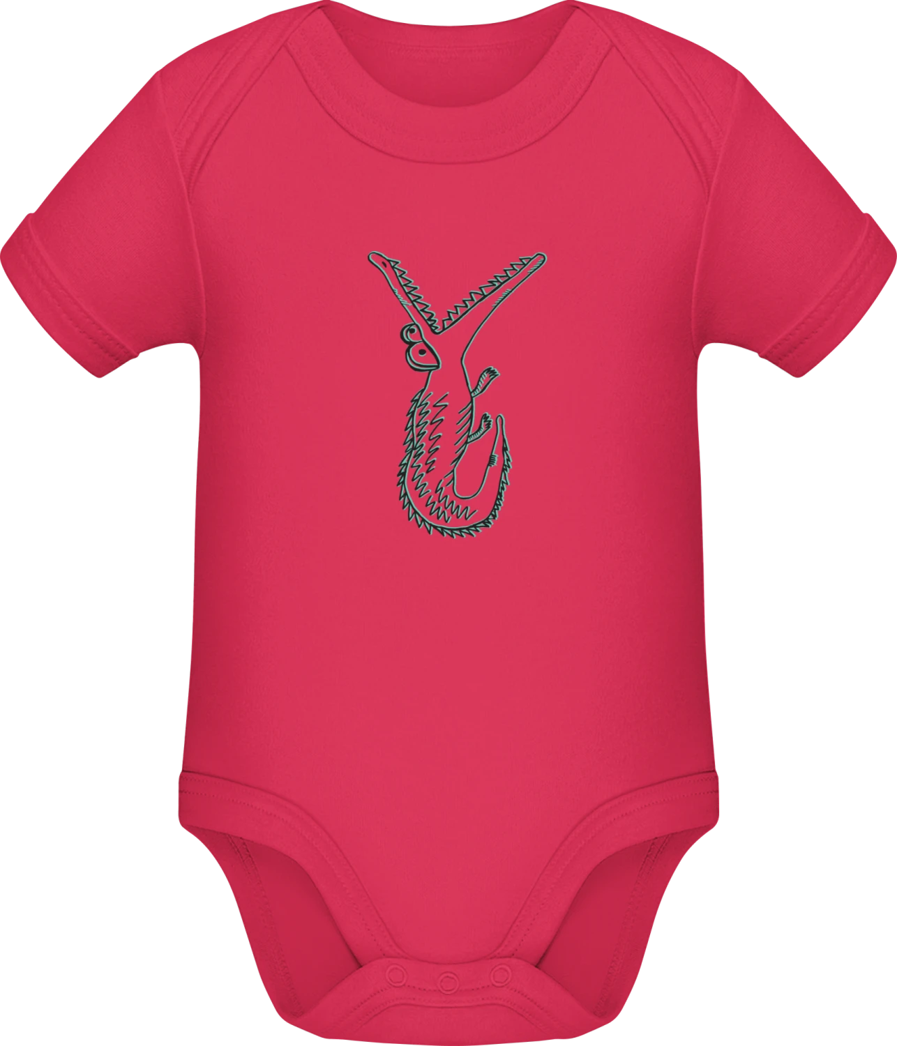 Krokodil Illustration - Sorbet Sonar SSL organic babybodsuit - Front