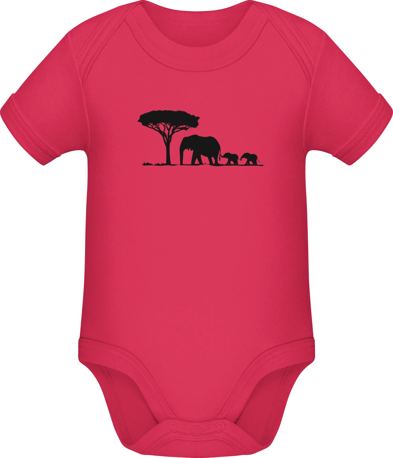 Elephant Family Landscape - Sorbet Sonar SSL organic babybodsuit - Front